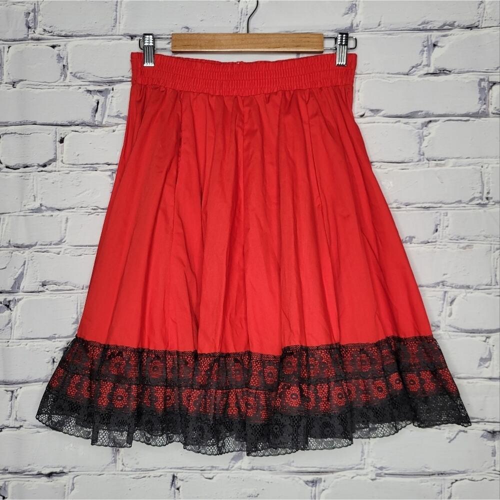 Vintage Square Up Fashions Western Red Circle Skirt, size Small